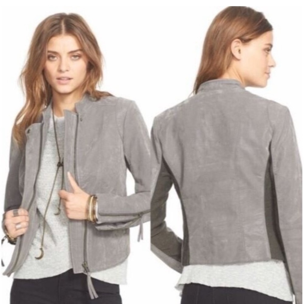 Free People Cool & Clean Vegan Faux Leather Moto Jacket sz 12